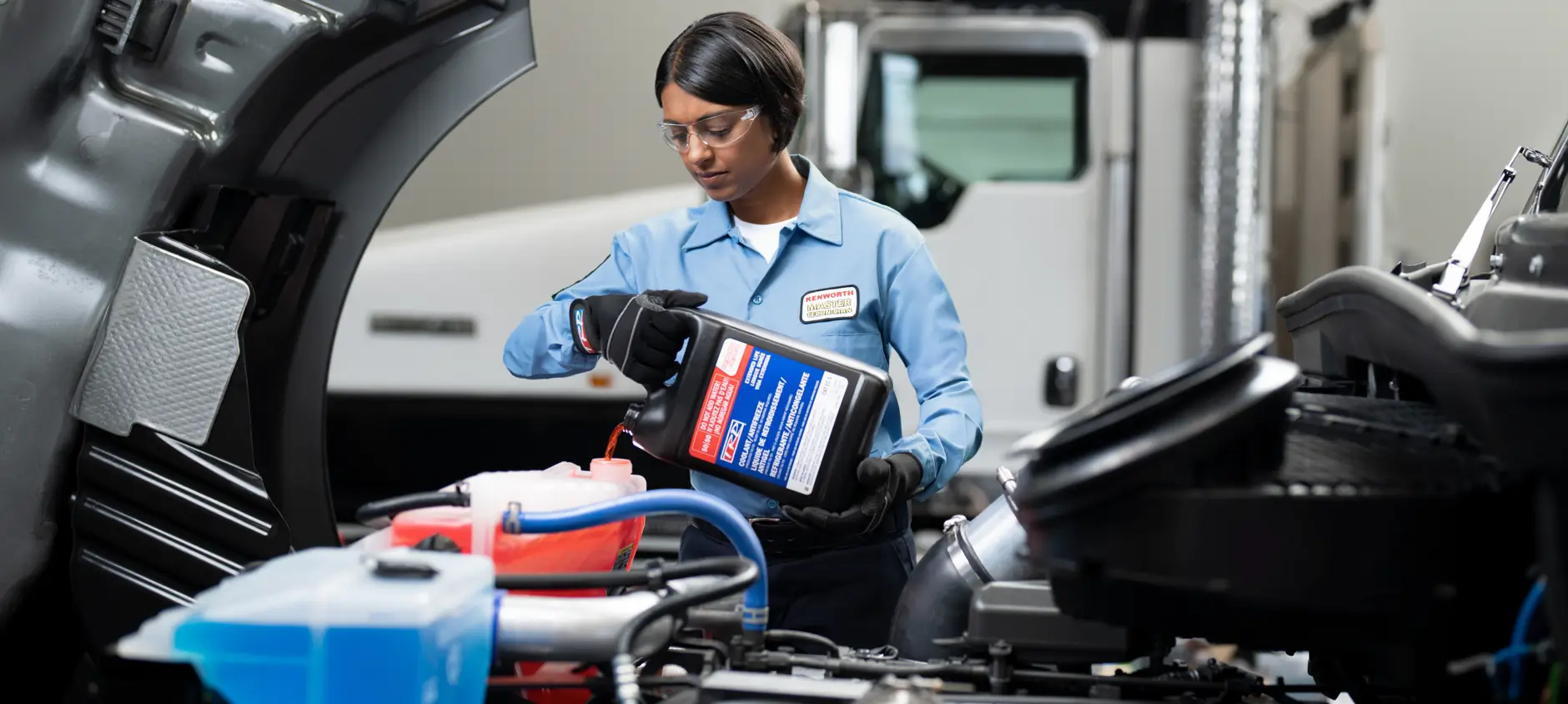 KW service tech filling coolant